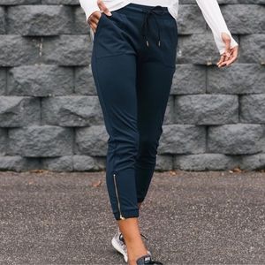 Zyia Navy Peak Zipper Joggers